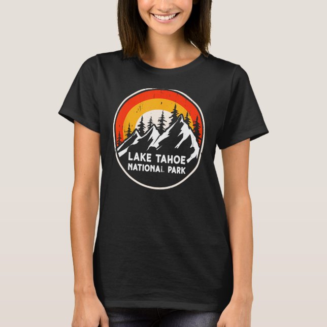 Lake Tahoe National Park Mountain Trees & Sun Camp T-Shirt (Front)