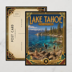 Lake Tahoe Nevada Vintage Art Deco Golden Age Postcard