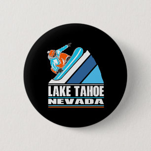Lake Tahoe Nevada - Vintage Snowboarder 6 Cm Round Badge