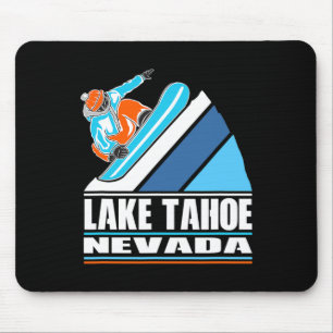 Lake Tahoe Nevada - Vintage Snowboarder  Mouse Pad