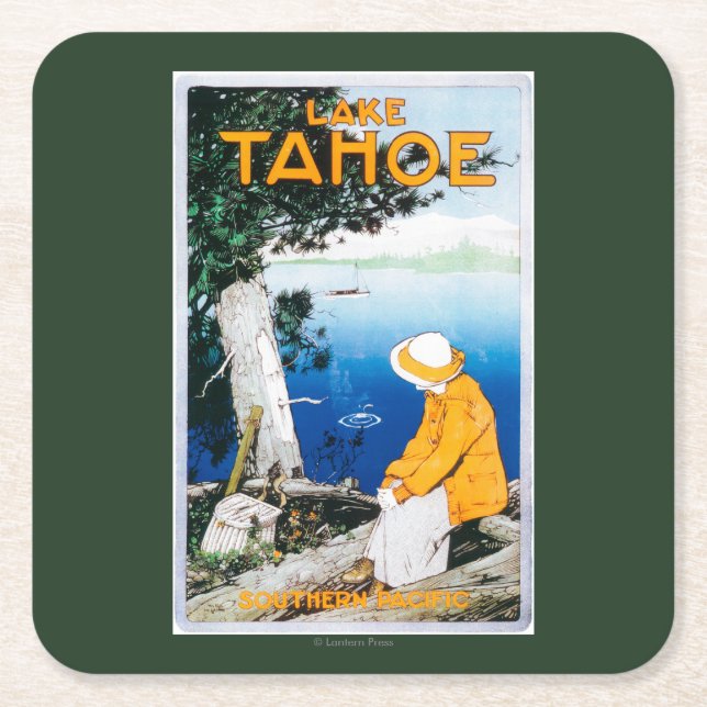 Lake Tahoe Promotional PosterLake Tahoe, CA Square Paper Coaster (Front)