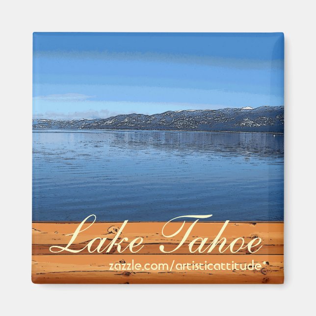 Lake Tahoe rustic wood sign artistic magnet (Front)