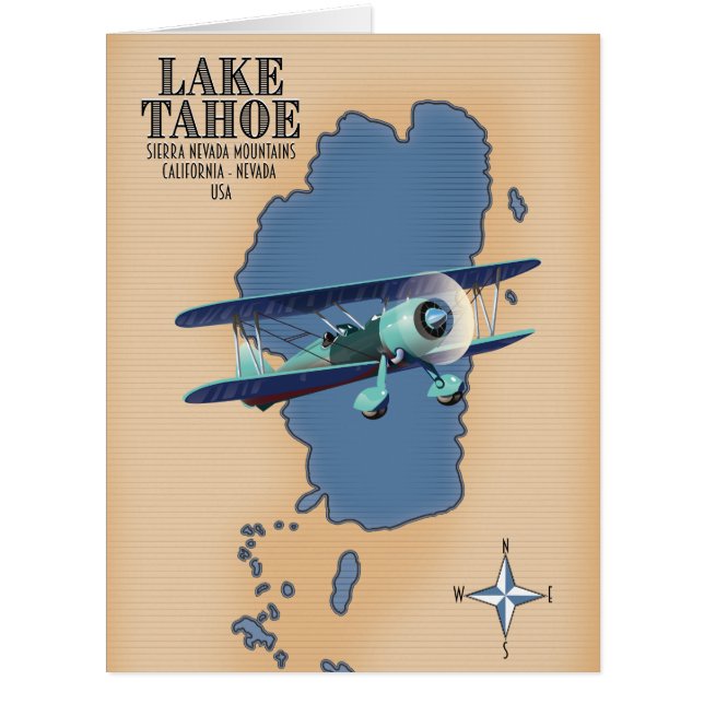 Lake Tahoe Sierra Nevada California Nevada USA map (Front)