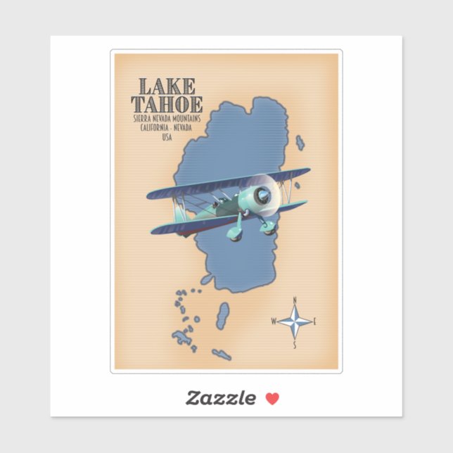 Lake Tahoe Sierra Nevada California Nevada USA map (Sheet)