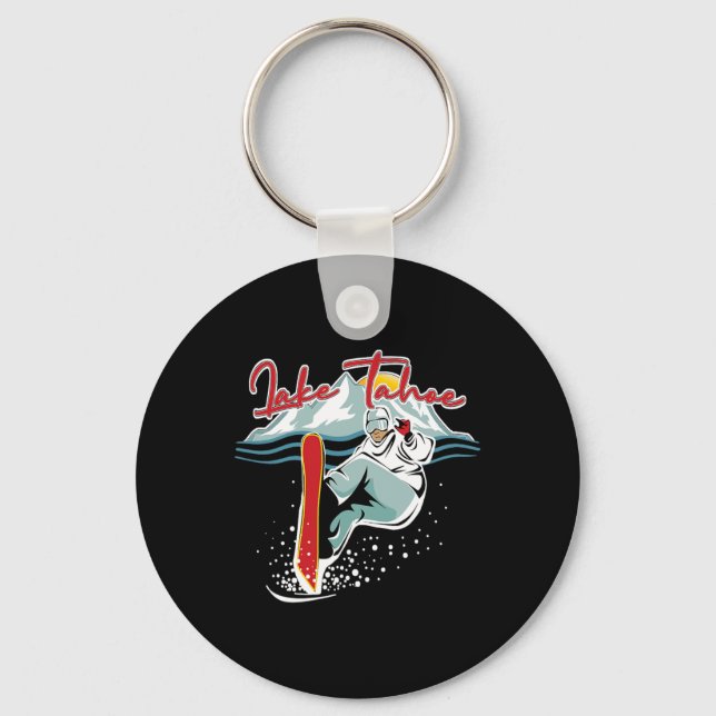 Lake Tahoe Sierra Nevada California Snowboarding S Key Ring (Front)