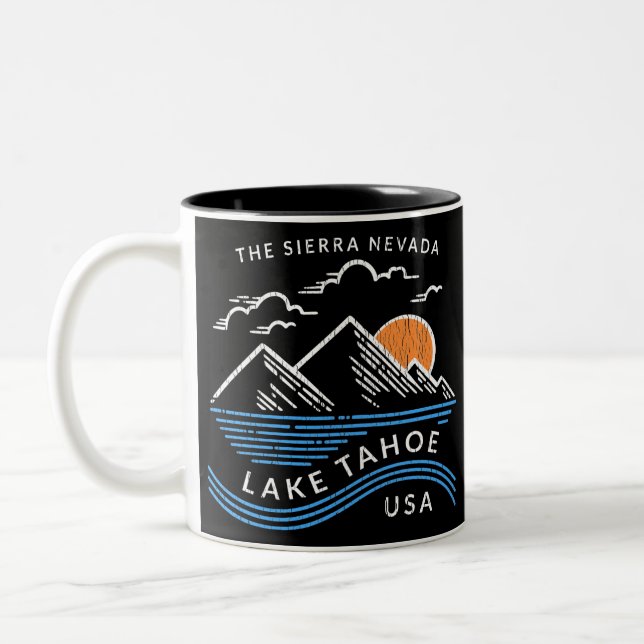 Lake Tahoe Sierra Nevada Mountain Two-Tone Coffee Mug (Left)