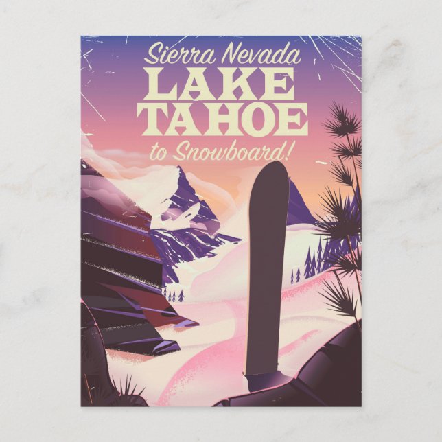 Lake Tahoe Sierra Nevada USA Snowboarding poster Postcard (Front)