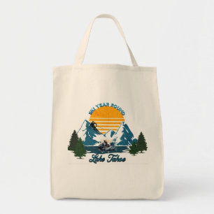 Lake Tahoe: Ski Year Round, Snow Ski and Water Ski Tote Bag