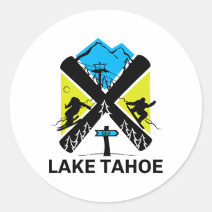 Lake Tahoe Skiing And Snowboarding Classic Round Sticker