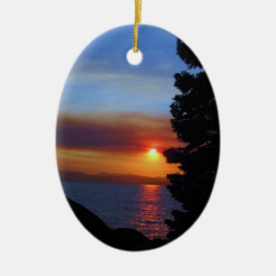 Lake Tahoe Sunset Ceramic Ornament