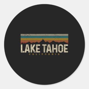 Lake Tahoe Vintage Mountains Hiking Camping Retro Classic Round Sticker