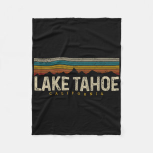 Lake Tahoe Vintage Mountains Hiking Camping Retro Fleece Blanket