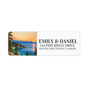 Lake Tahoe Vintage Poster Wedding Return Adress Address Label