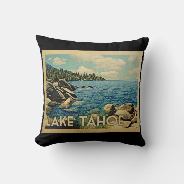 Lake Tahoe Vintage Travel Cushion (Front)