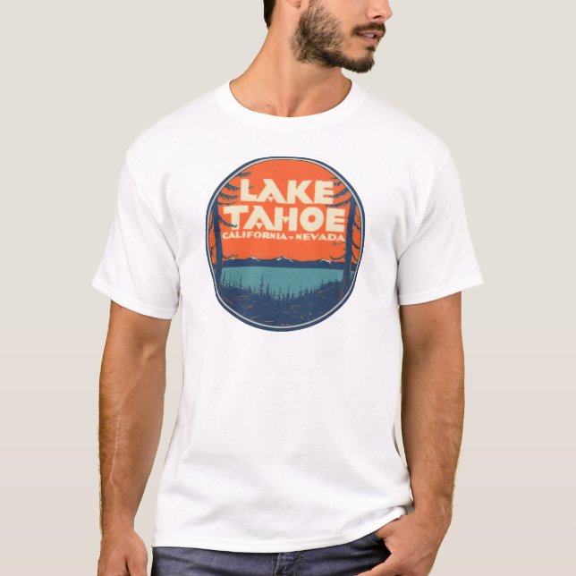 Lake Tahoe Vintage Travel Decal Design T-Shirt (Front)
