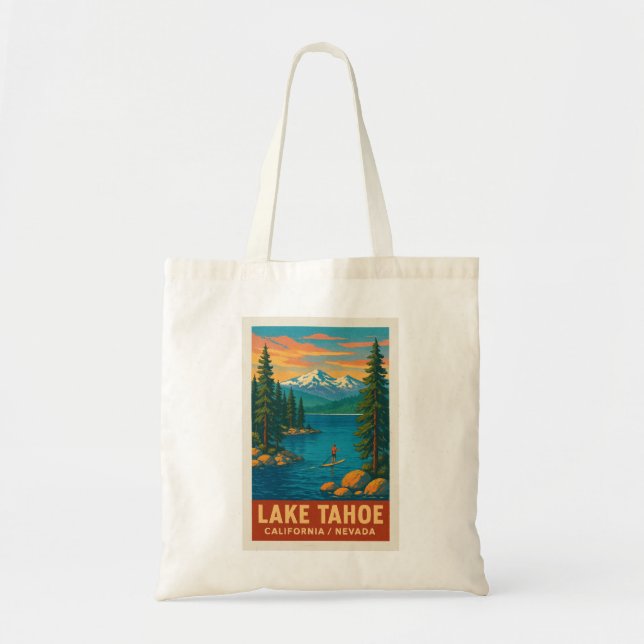 Lake Tahoe Vintage Travel Poster Tote Bag (Front)