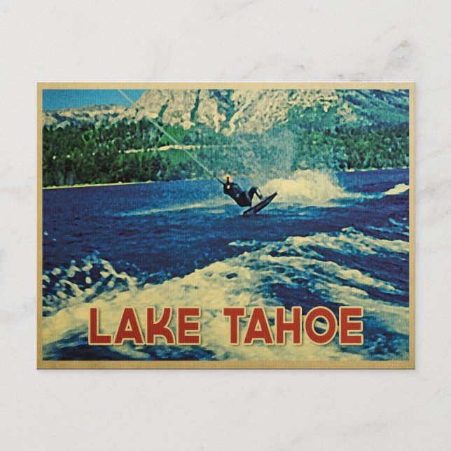 Lake Tahoe Water Skier Postcard (Front)