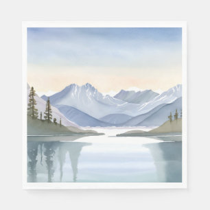 Lake Tahoe Watercolor Mountain Landscape Napkin