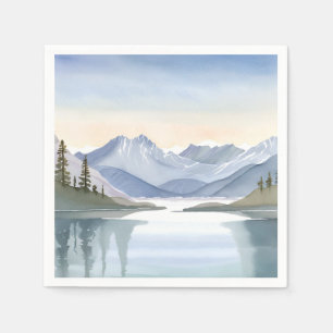 Lake Tahoe   Watercolor Mountain Landscape Napkin
