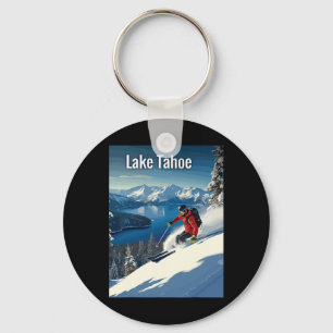 Lake Tahoe Winter Skiing Adventure Key Ring