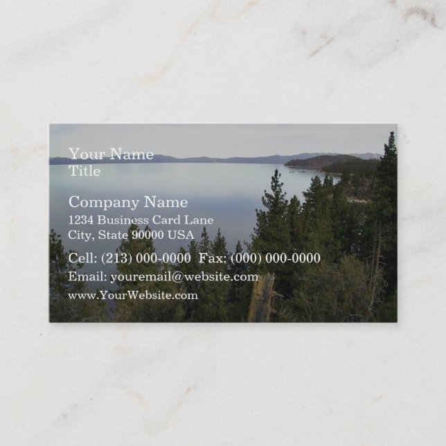 Lake Tahoe with pine trees Business Card (Front)