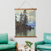 Lake Tahoe Wood Topped Wall Tapestry