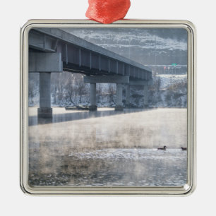 Lake Taneycomo Foggy Winter Fishing Metal Ornament