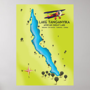 Lake Tanganyika African Great lake map Poster