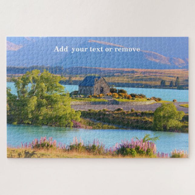 Lake Tekapo, Church of Good Shepherd, New Zealand, Jigsaw Puzzle (Horizontal)