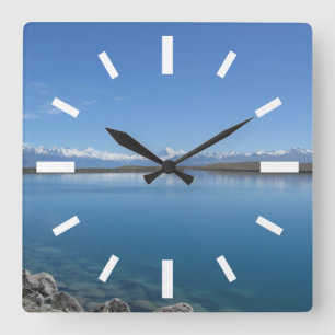Lake Tekapo, New Zealand Square Wall Clock