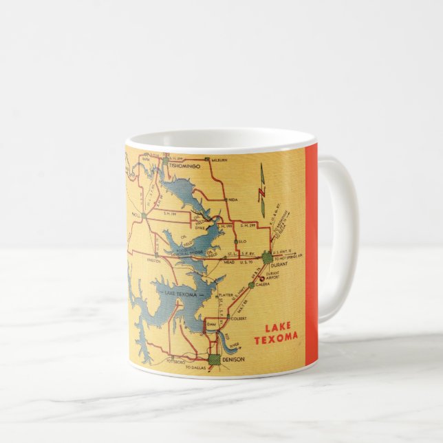 Lake Texoma Map Coffee Mug (Front Right)
