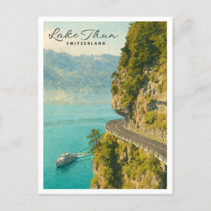 Lake Thun, Switzerland   Serene Mountain Holiday Postcard