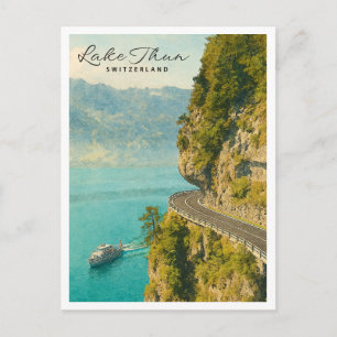 Lake Thun, Switzerland Serene Mountain Holiday Postcard
