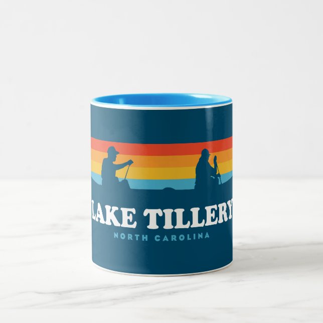 Lake Tillery North Carolina Canoe Two-Tone Coffee Mug (Center)