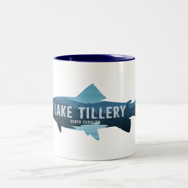 Lake Tillery North Carolina Fish Two-Tone Coffee Mug (Center)