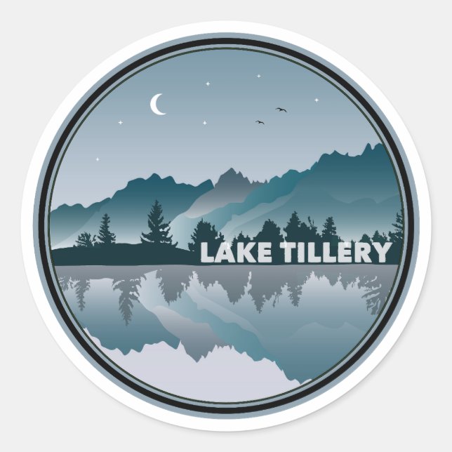 Lake Tillery North Carolina Reflection Classic Round Sticker (Front)