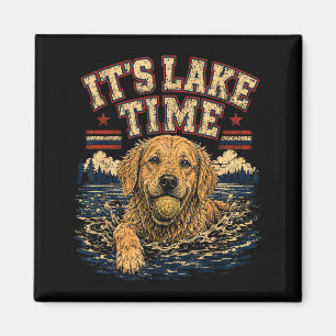 Lake Time Golden Retriever Dog Swimming Men Women Magnet