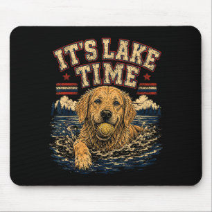 Lake Time Golden Retriever Dog Swimming Men Women Mouse Pad