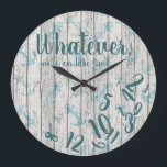 Lake Time Rustic Wood Funny Retirement Lake Home Large Clock<br><div class="desc">Whatever,  we're on lake time. Know anyone who is enjoying retirement or just enjoys spending time on the lake and doesn't care about what time it is? This wood design funny quote clock is the perfect gift for them or yourself!</div>