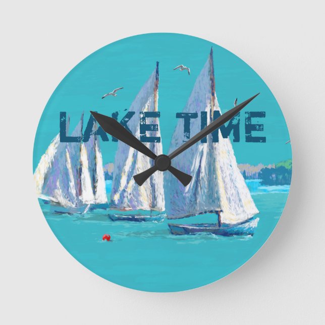 Lake Time Sailboats | Round Clock (Front)