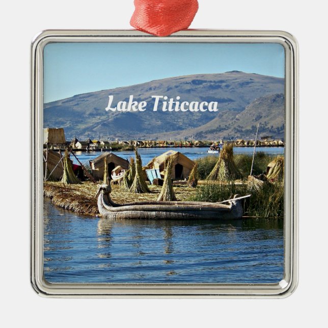 Lake Titicaca, Floating Island,  Metal Ornament (Front)