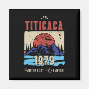 Lake Titicaca Motorboat Champion 1979 Sunset Magnet