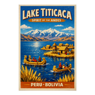 Lake Titicaca, Peru and Bolivia, in a classic Poster