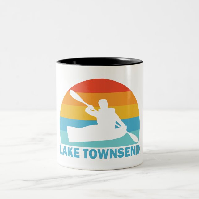 Lake Townsend North Carolina Kayak Two-Tone Coffee Mug (Center)
