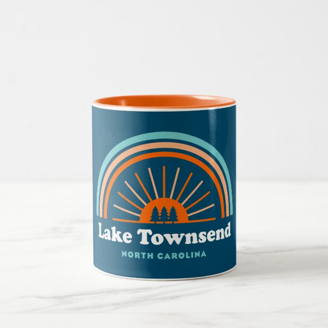 Lake Townsend North Carolina Rainbow Two-Tone Coffee Mug (Center)