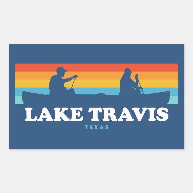Lake Travis Austin Texas Canoe Rectangular Sticker (Front)