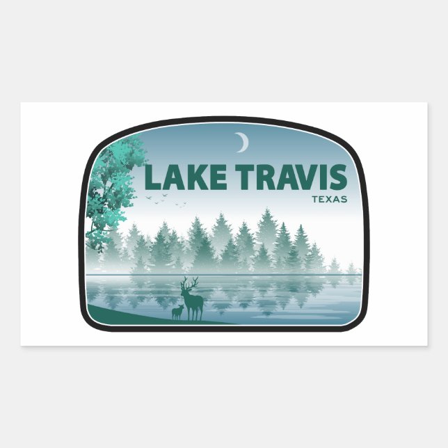 Lake Travis Austin Texas Deer Rectangular Sticker (Front)