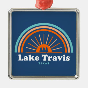 Lake Travis Austin Texas Rainbow Metal Ornament
