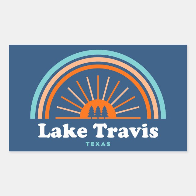 Lake Travis Austin Texas Rainbow Rectangular Sticker (Front)