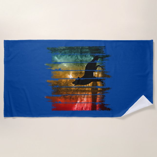 LAKE TREES WOLF HOWLING BEACH TOWEL (Front)